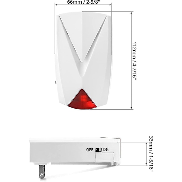 2-pak, Strømsvigt Alarm, 118 Db Høj Sirene Med Led Lys, 110v Til 220v, Til/Fra Alarm