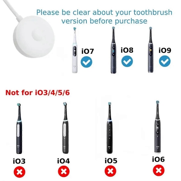 Laturi Oral B IO Series 9/8/7 -sarjalle, korvaava 3768 magneettinen sähköhammasharjan latausalustan sovitin