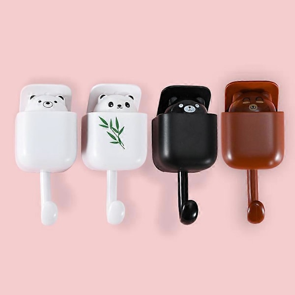 4 Pak Søde Panda Bjørne Kroge Vægmonteret, Aromaterapi, Kraftige Selvklæbende Kroge, Dekorativ til Børn Piger, til Nøgle Frakke Morgenkåbe Håndklæde