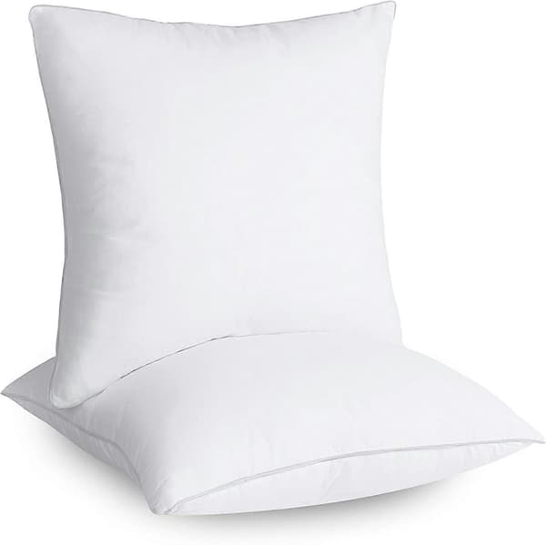 Sengesett med 2 Putefyll 45 x 45 cm - Bomullsblandingstrekk - Innerputefyll Putepute Sofapute (Hvit)