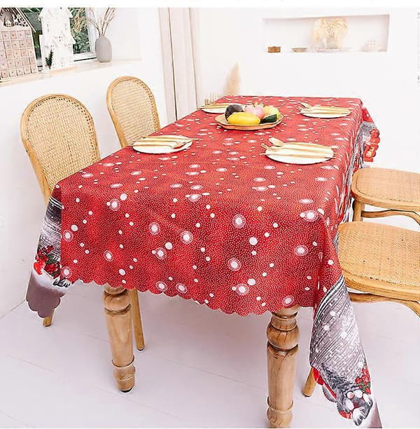 Rektangulær Juledug Polyester 144 * 180m Juletræsmønstre til Julebordsdekoration Trykt Juledug Absorberende Tab