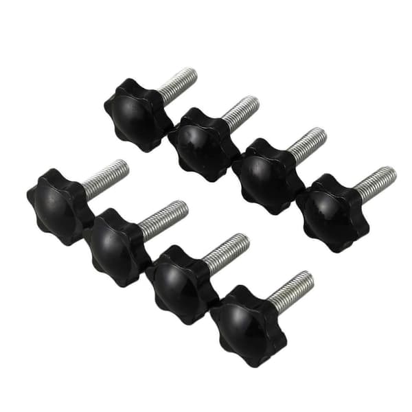 8 stk. Sort Reservedel M8 x 30mm Han Gevind Riflet Greb Stjerneknop