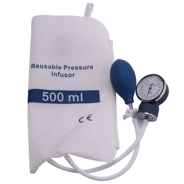 Infusionspumpe trykpose 500 ml med måler og håndpumpebold genanvendelig trykinfusionspose