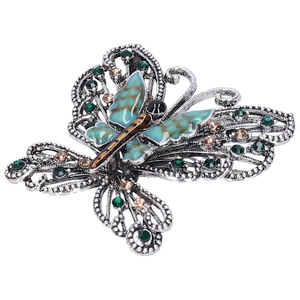 Broche Nål Diamant Hul Sommerfugl Mønster Revers Nål Frakke Mærker Fest Corsage Tilbehør Grøn