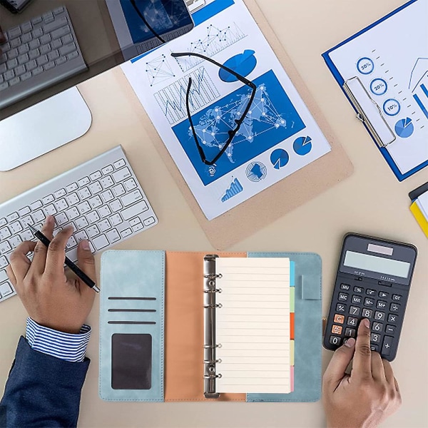 Anteckningsbok Pärm Planerare Omslag Ficka Kontantbudgetsystem Retro Cyan
