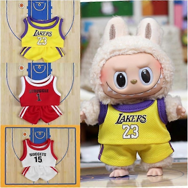 Kun sælgende tøj 17cm Første Anden GenerationsLABUBB Basketball Tøj Sød Dukke Dekoration Håndlavet Dukke Tøj C