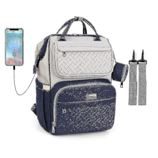 Nyttig Stelleveske Ryggsekk USB-grensesnitt Vanntett Multifunksjon For Kvinner Menn Pink with grey