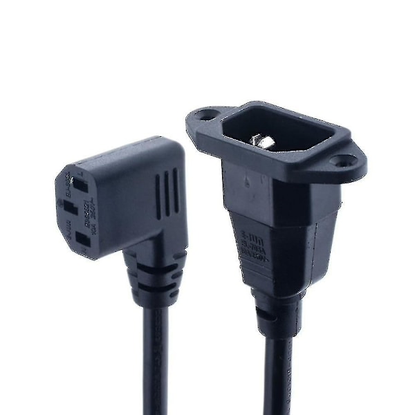 IEC320 C14 till C13 förlängningskabel, C14 med skruvhål och C13 kort längd