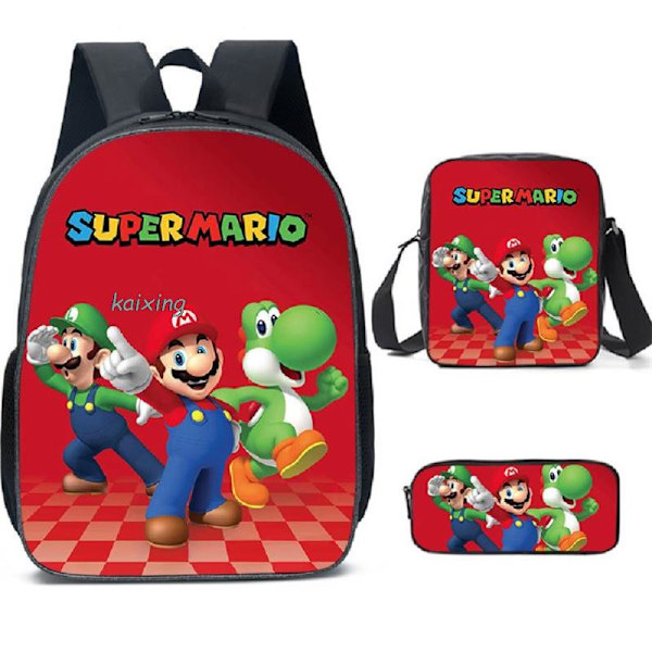 Super Mario Prinsesse 3-delt skolesekk for barn Sky Blue 14inch