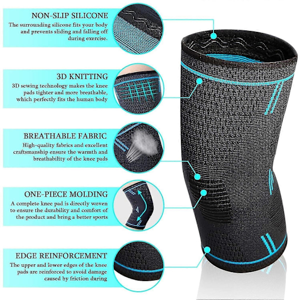 Knäskydd, 2 stycken justerbara elastiska knäskydd, patella- och ligamentsknäskydd, sportknäskydd, knäskydd för artros, andningsbart och uni