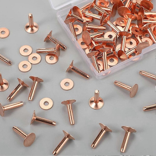 50 Set Kopparnitar och Brickor, Kopparnitar för Läder för Bälten Plånböcker Halsband Läder DIY Cr