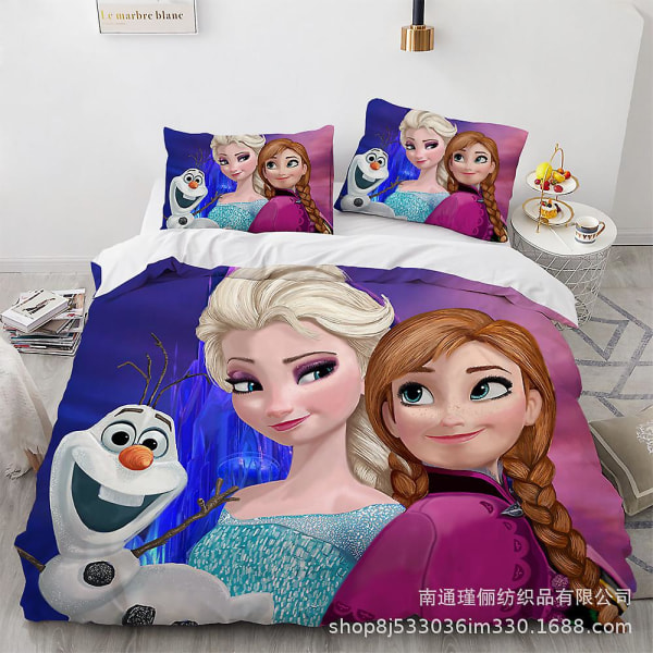 Elsa Cover Cartoon Frozen Printed Sängkläder Set Påslakan Quilt Cover Örngott Barn Present#13 AU QUEEN 210x210cm
