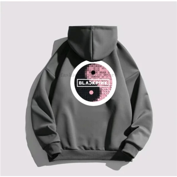 Svart ROSA hettegenser Herre Dame Bomullsgenser Trykk Tai Chi Tide Brand Hette Blomst Korea Streetwear Fleece Uformelle løse klær 6 S