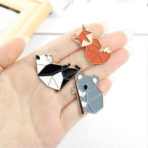 5 st Djur Emalj Pins Set Tecknad Räv Panda Koala Alpaca Kanin Slagstift Broscher Märken för Ba
