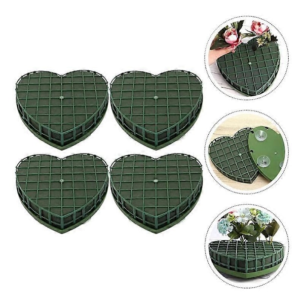 4 stk. Hjerteformede Blomsterskumblokke Grøn Blomsterler Hjerteformede Blomstersten Kunstige Blomster