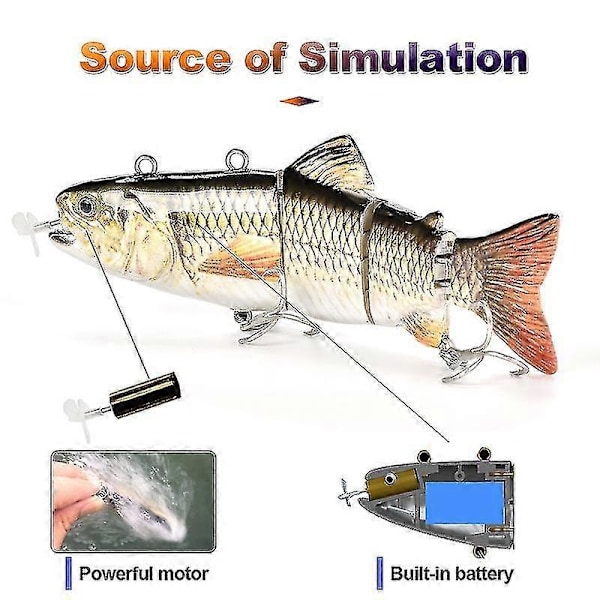 Robotisk Svømmeagn Fiske Auto Elektrisk Lokkemiddel Wobblere For 4-segments Swimbait USB Oppladbar Blinkende LED-lys, fiske E-Yvan