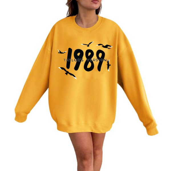 Taylor Swift laulaja Taylor Swift 2D printed naisten pyöreäpääntiepusero yellow XL