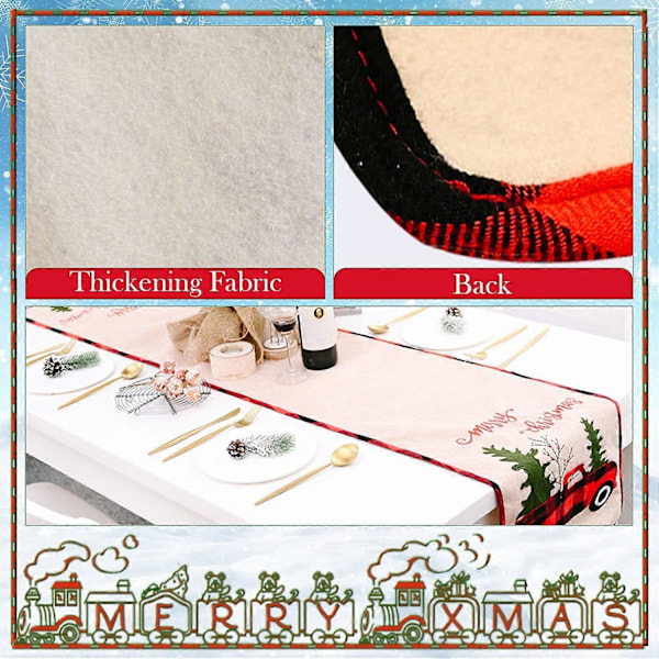 Julbordslöpare med tryckt julgran & bil med tofs för julhelgen hemma