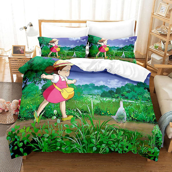 M11 Min Granne Totoro 3D-tryckt Sängklädesset Påslakan Örngott Barnpresent US TWIN 173x218cm