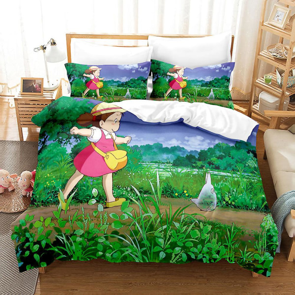 M11 Min Nabo Totoro 3D-printet Sengesett Dynetrekk Dynetrekk Putetrekk Barnegave US FULL 200x230cm
