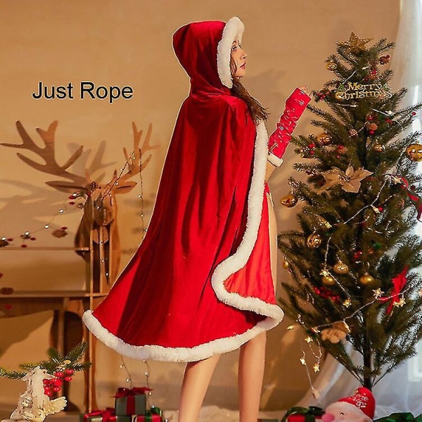 Julemand Serie Kostume Julefest Sne Elg Pige Rød Kjole Cape Rope Uniform Pyjamas 24