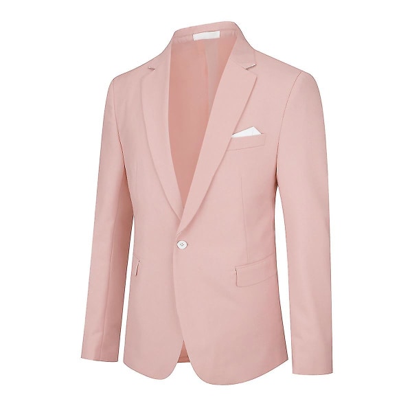 Slim Fit Kavaj för Män, Business Casual, En Knapp Pink 1 XS
