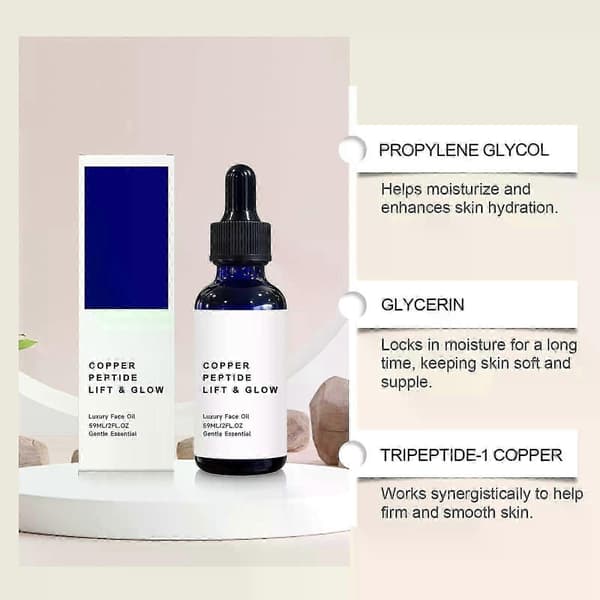 Ansigtskobberpeptidserum, Anti-aging ansigtsserum, Forbedrer hudens fasthed, Reducerer fine linjer og rynker 2PCS