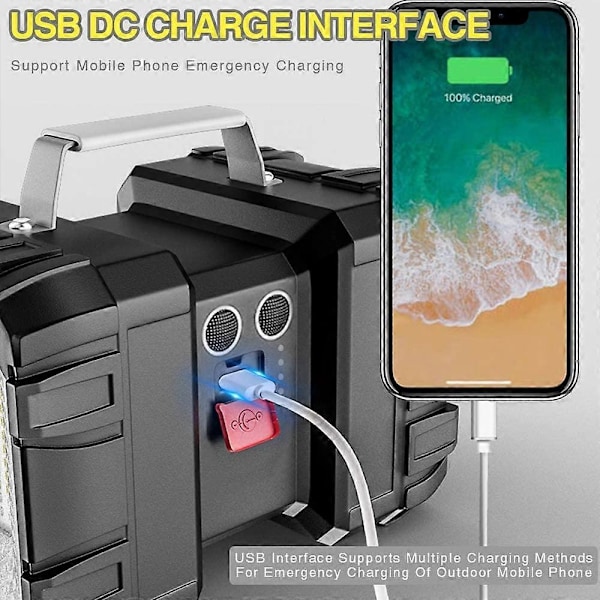 Genopladelig LED Lommelygte Super Lang Standby Høj Effekt Campinglys Super Lys Tilstand Lys med USB Power Bank Output, 60W