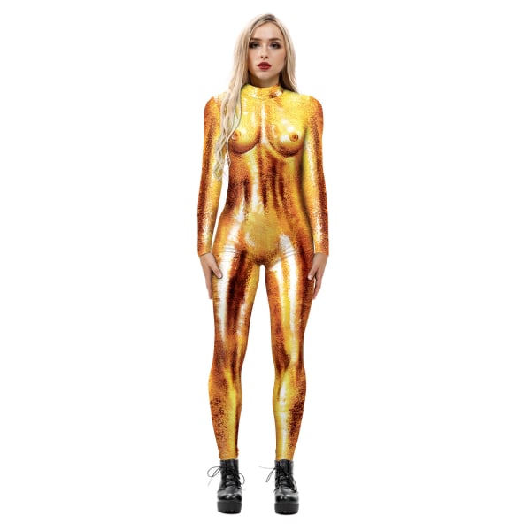 Halloween rustning digital print skuespiller kostume cos tætsiddende elastisk jumpsuit slim fit BAX 190 L