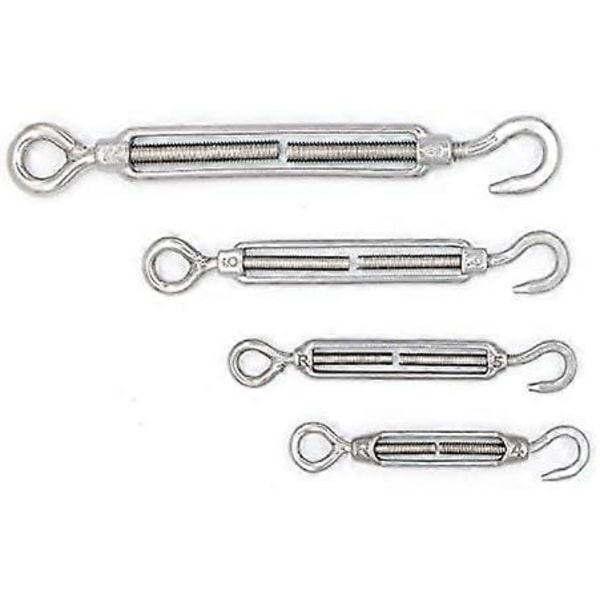 10 stk. M4 Rustfritt Stål 304 Krok & Øye Strammeskrue Krok Wire Tau Spenning