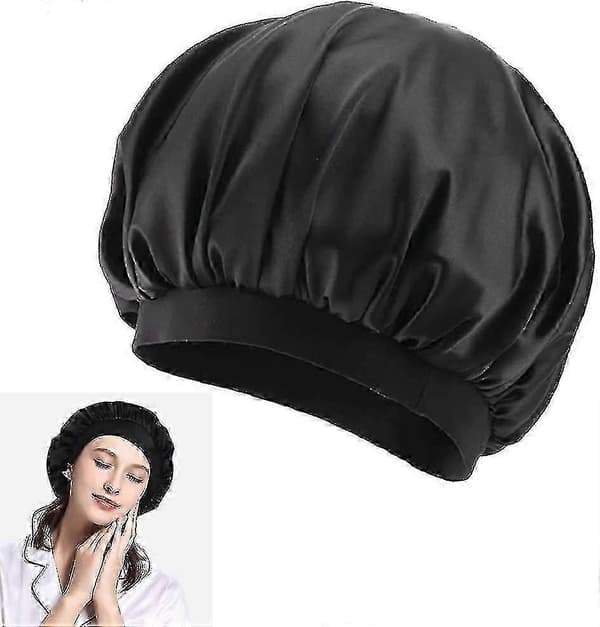 Satin Bonnet. Bred Elastisk Kant Satin Nattehue Justerbar Sovehætte Til Kvinder