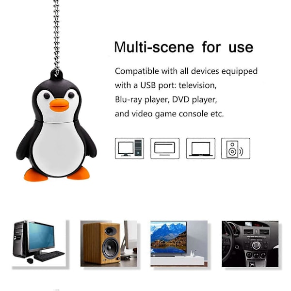 16GB Nyhed Sød Baby Pingvin USB 2.0 Flash Drive Data Memory Stick Enhed - Sort og Hvid