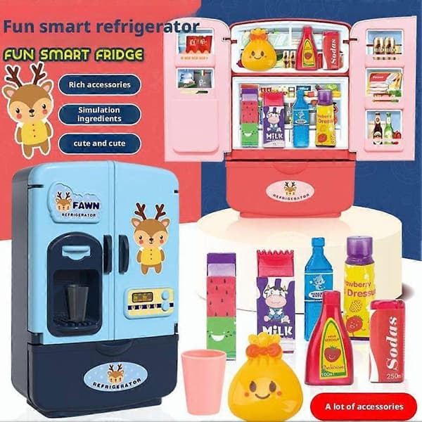Simulated Refrigerator, Kitchen Toy, Fun Puzzle Toy Rosa