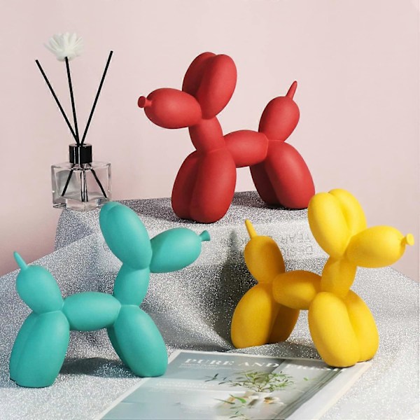 Resin Ballon Hund Skulptur - Moderne Kontorindretning til Hjemmet, Soveværelset, Stuen og Kontoret - 8\" (Gul)