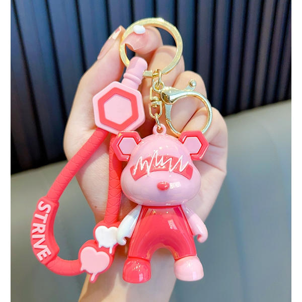 Farvematchende Tegneserie Cool Lyn Bjørn Nøglering Anime Pink