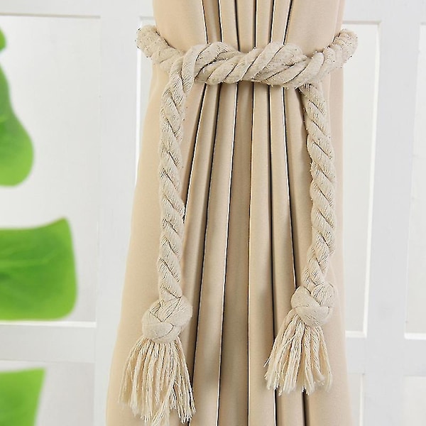 2 stk. Håndlavede Hamp Reb Gardiner Draperinger Tieback Holdback Holder Line Tilbehør Q