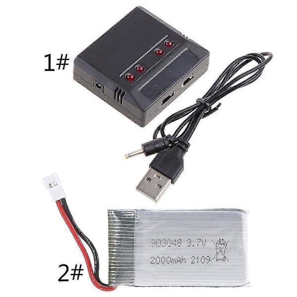 3.7v 2000mah Lipo Batteri 903048 Li-ion Batteri/lader Rc Quadcopter Reparasjon Reservedeler For Ky601s H11d H11c Rc Droner