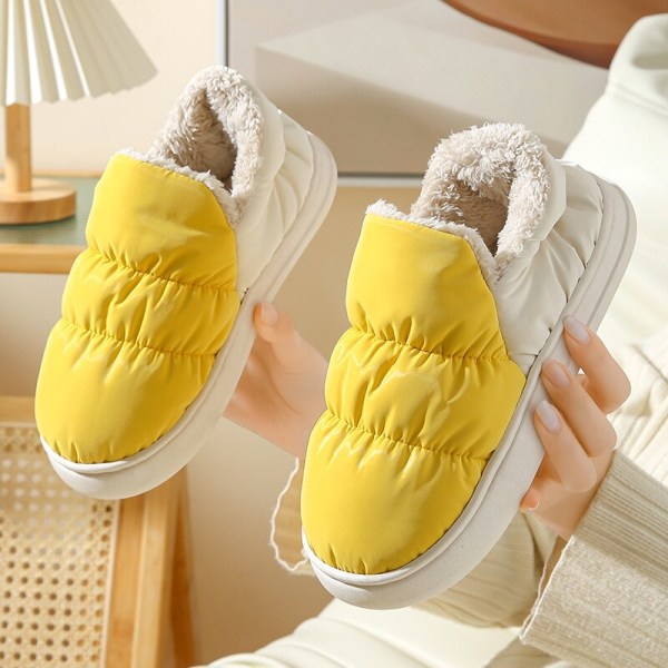 Talvi lämpimät sisäkäyttöön pehmeät puuvillaiset mukavat kengät liukumattomat paritossut Yellow 38-39(9.2-9.4 inch)