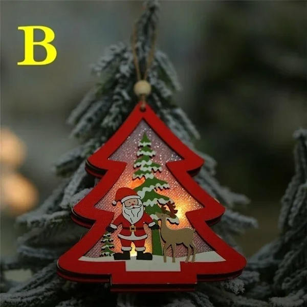 Upplyst Jul Snögloblykta Batteridriven LED Nattlampa med Krok Julgransprydnader Presentidéer Auburn
