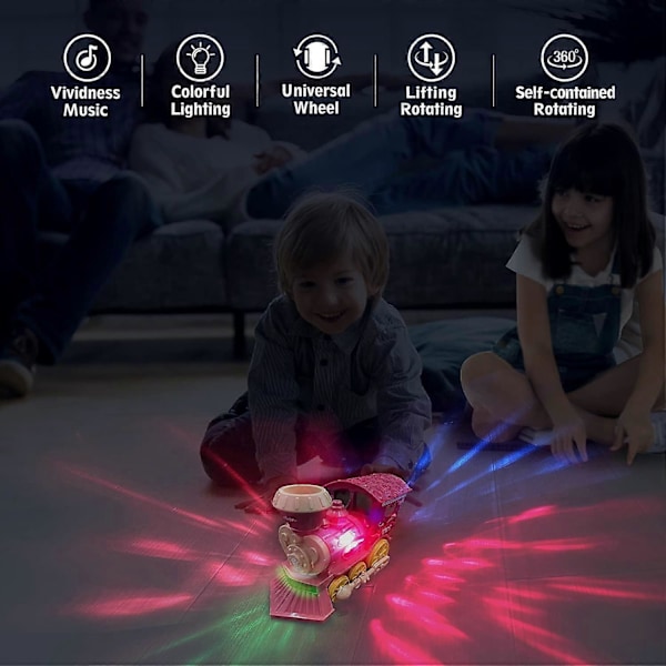2025 Nye Tog Leker for Babyer, 360 Selvroterende Tog Leker med Fantastiske 3D Lys og Musikk, Automatisk Styring