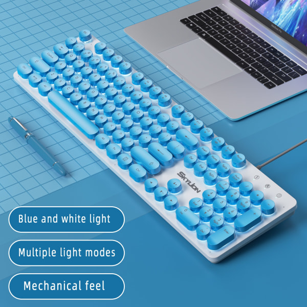 H300 Kablet 104-tasters membrantastatur Forskellige farverige lys blue