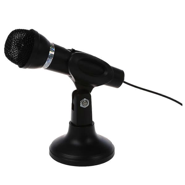 Omnidirektionel Laptop PC Computer 3.5mm Netværksstand Mini mini telefon Mikrofon Sort