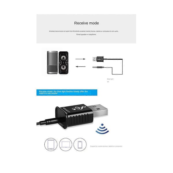 USB Bluetooth 5.0 Sender Mottaker 4 i 1 Multifunksjonell Trådløs Lyd Bil Bluetooth Adapter