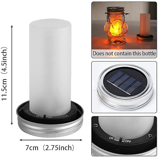 4-pack LED Solarlampor med Mason Jar-lock - 12 LED - Vattentät - Trädgårdsdekor (burk ingår ej)