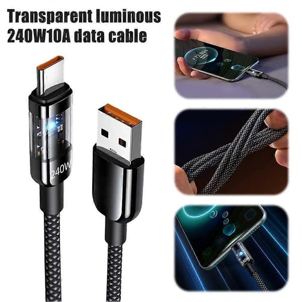 240W USB Type C-kabel Hurtigopladningskabel til bærbar computer 25cm