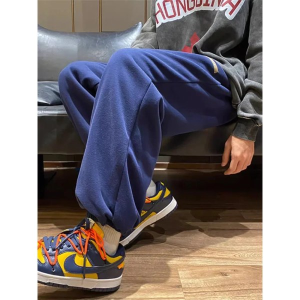 Deeptown Vinter Varme Fleeceforede Sweatpants Dame Y2K Streetwear Basic Joggers Bukser Oversized Hip Hop Casual Sports Bukser Blue L