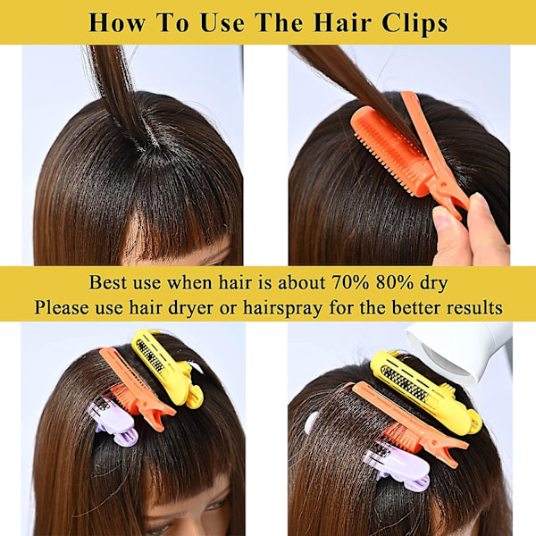 12 stk. Volumengivende Hårrodsclips, naturlig Fluffy Hårclip Hår Selvgreb Rod Volume Hårkrølleclips, 6 Farver Krøllet Hår Styling Værktøj Hårruller Sm
