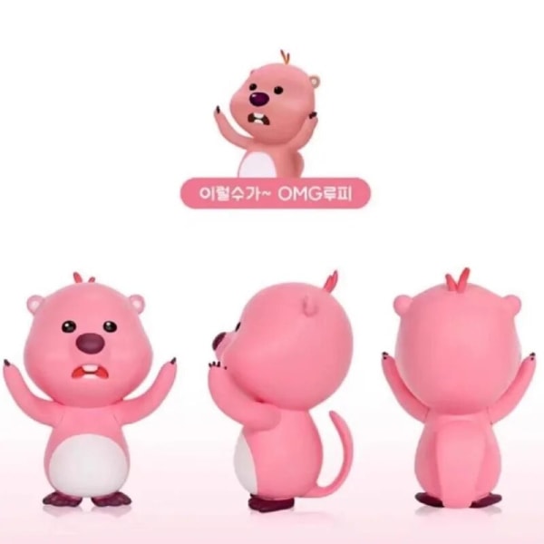 Korea Zanmang Loopy Mystery Blind Box Kawaii Pink Beaver 6,5 cm PVC Action Figur Doll Leksaker Söt Loopy Room Bildekor Barnpresent E