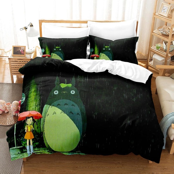 Mi9 Miyazaki Hayao Min Nabo Totoro 3D Printet Sengesæt Dynebetræk Quilt Betræk Pudebetræk Børnegave US FULL 200x230cm