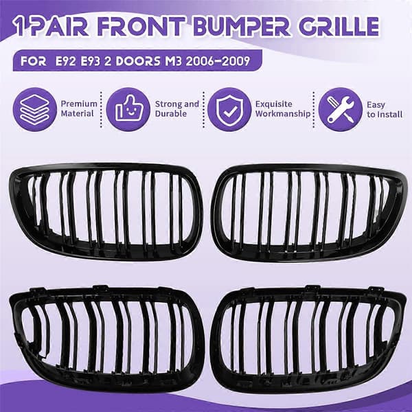 Dobbel Grill Frontfanger Racing Grill for E92 E93 2 Dører M3 2006-2009 Høy Kvalitet